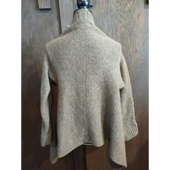 Laurie Ann Brazeau LAB Open Cardigan Sweater Size Medium Brown Roll Tab Sleeves - Picture 6 of 7